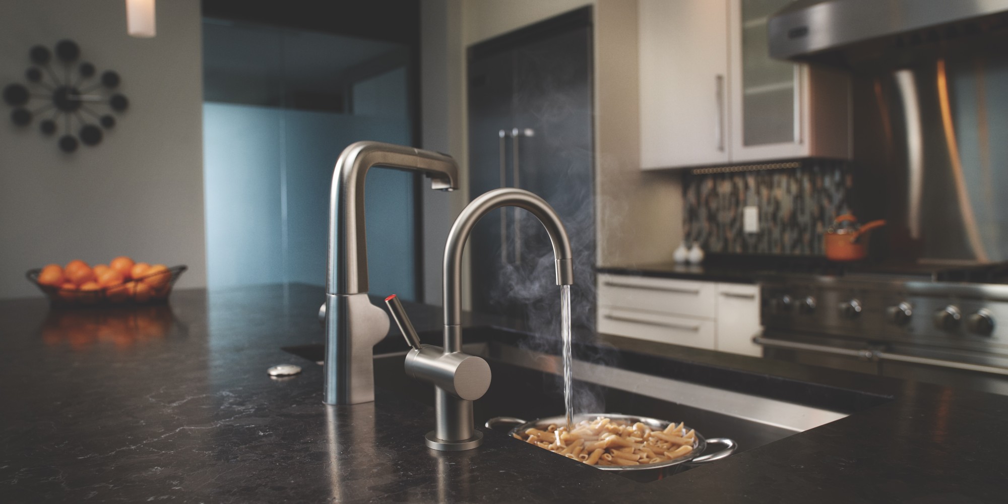 kitchen sink with hot water dispenser